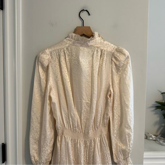 NWT Hunter Bell White Silk Joplin Mini Dress Powder Leopard Small - Picture 6 of 12